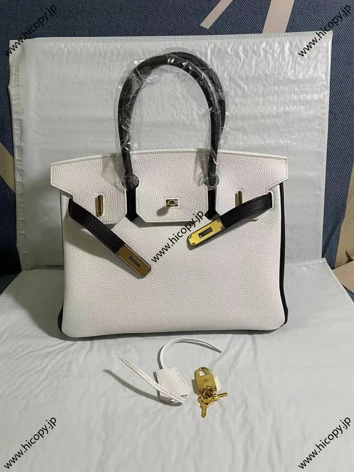 HERMES Birkin バーキン 30 パーソナルオーダー 白?黒 G金具 HM-006