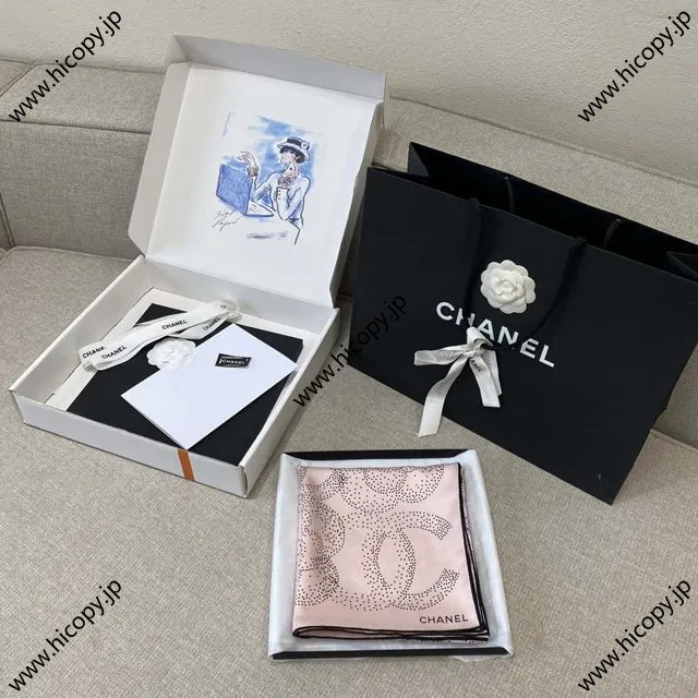CHANEL】シャネル カメリア スクエア スカーフ シルクツイル ピンク