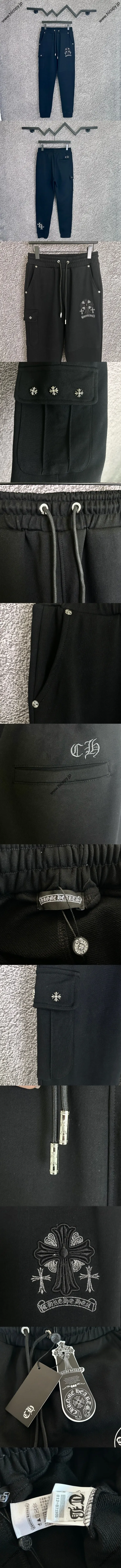 Chrome Hearts クロス刺繍ロゴ カジュアル スポーツパンツ ブラック（Chrome Hearts 77）