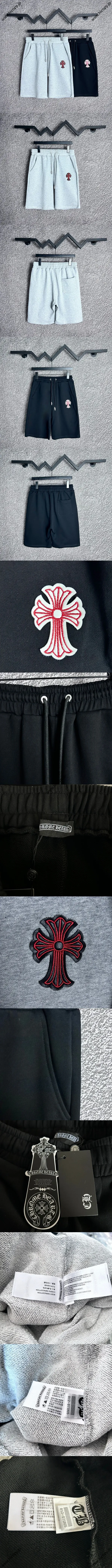Chrome Hearts クロスロゴ伸縮性のあるカジュアルスポーツショーツ ブラック＆グレー 2色（Chrome Hearts 71）