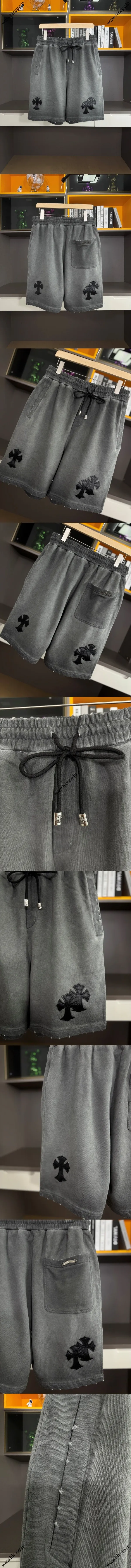 Chrome Hearts 2025年春夏新作 クロスパッチ ウォッシュド スプレーショーツ グレー（Chrome Hearts 24）