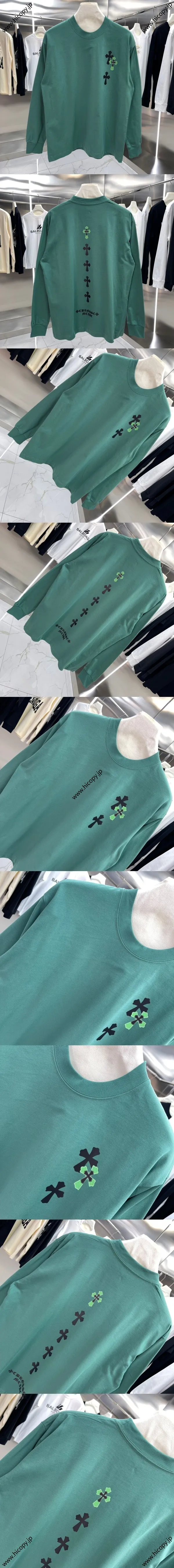 Chrome Hearts 2024年秋冬新作 プリント ロングスリーブ リブTシャツ フォレストグリーン（Chrome Hearts 38）