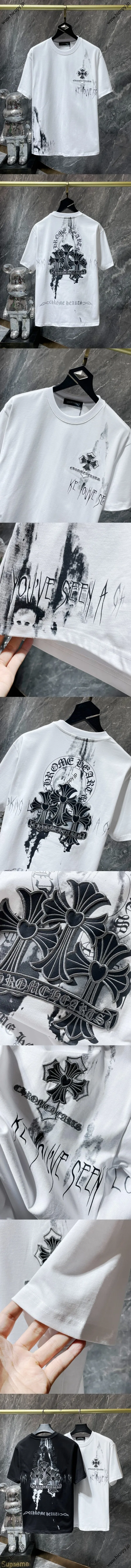 Chrome Hearts 25ss Chrome Hearts 刺繍 オーバーラップクロス プリント 半袖 ブラック（Chrome Hearts 175）