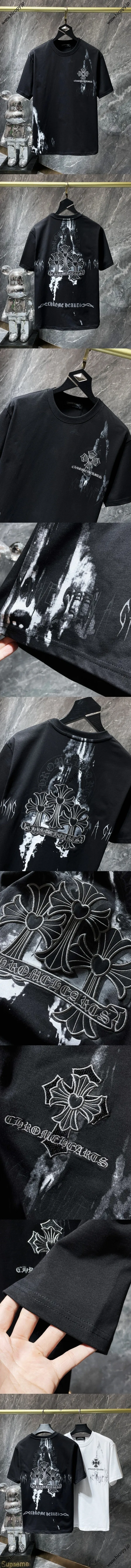 Chrome Hearts 24ss Chrome Hearts 刺繍オーバーラップクロスインクジェット半袖 ブラック（Chrome Hearts 174）