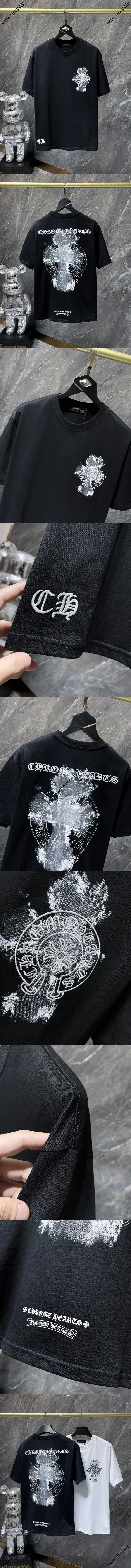 Chrome Hearts 25SS 3Dサンスクリット刺繍クロス半袖 ブラック（Chrome Hearts 168）