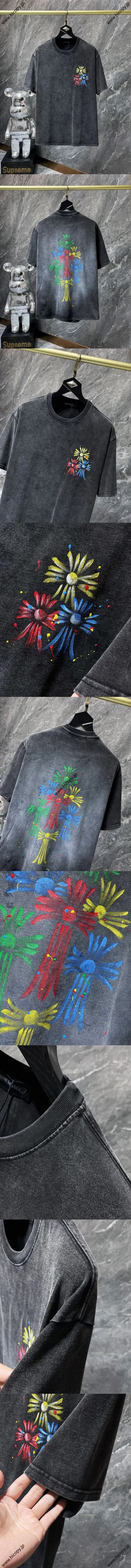Chrome Hearts 25ss グラフィティカラークロス ピュアハンドペイント ショートスリーブ ブラック（Chrome Hearts 167）