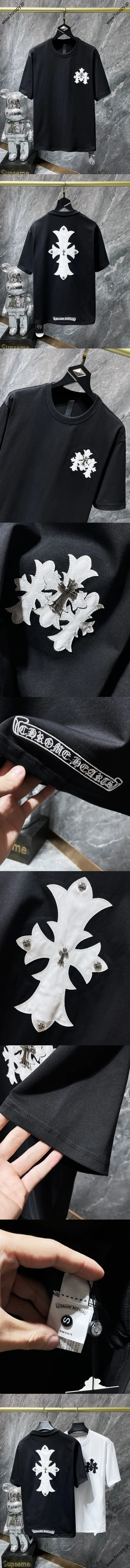 Chrome Hearts 25SS レター刺繍レザー半袖Tシャツ ブラック（Chrome Hearts 165）