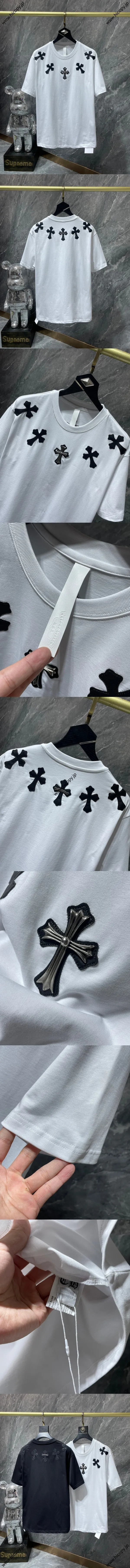 Chrome Hearts 25SS  ハンドメイドステッチ レザークロス 半袖Tシャツ ホワイト（Chrome Hearts 159）
