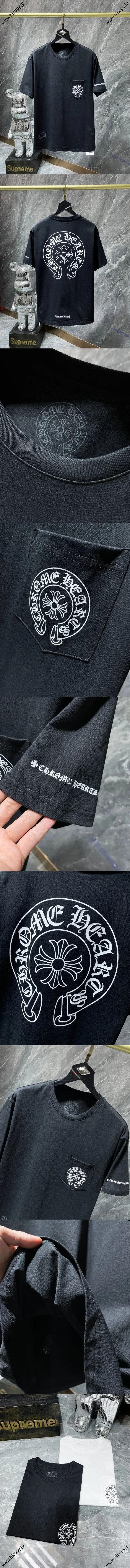 Chrome Hearts 25SS クラシック ホースシュー クロス フラワー サンスクリット ショートスリーブTシャツ ブラック（Chrome Hearts 150）