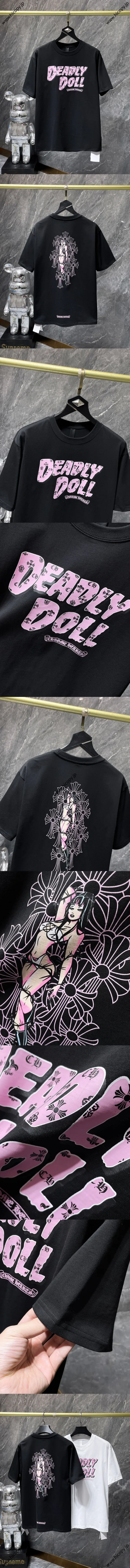 Chrome Hearts 25ss デッドリードール コミックガール 半袖Tシャツ ブラック（Chrome Hearts 42）