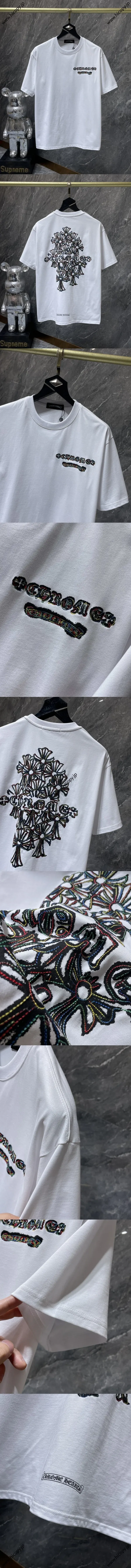 Chrome Hearts 25ss オーバーラッピングカラークロス サンスクリット刺繍 半袖Tシャツ ホワイト（Chrome Hearts 125）