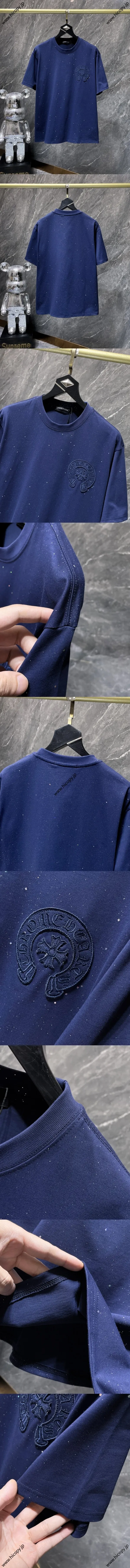 Chrome Hearts 25SS ホースシュー刺繍 ゴールドスタンプ ベビーブレス 半袖Tシャツ ブルー（Chrome Hearts 122）