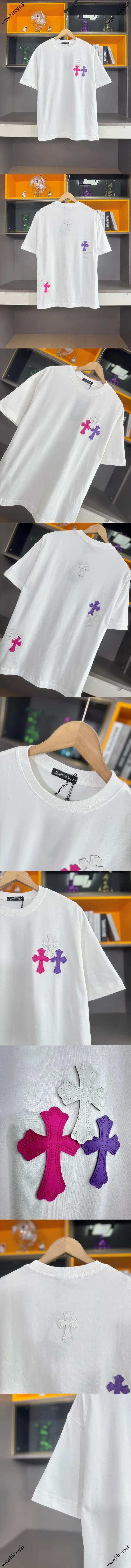 Chrome Hearts 2025春夏新作 クロスパッチ ウォッシュドスプレー加工 半袖Tシャツ ホワイト（Chrome Hearts 23）