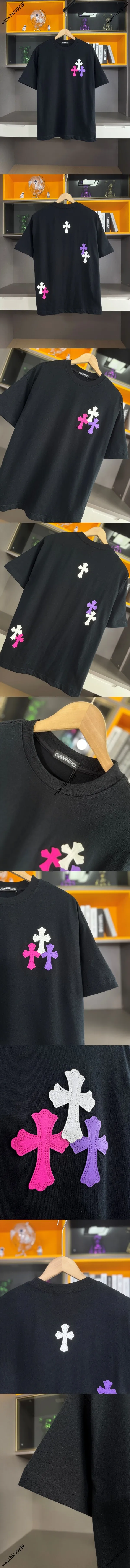 Chrome Hearts 2025春夏新作 クロスパッチ ウォッシュドスプレー加工 半袖Tシャツ ブラック（Chrome Hearts 22）