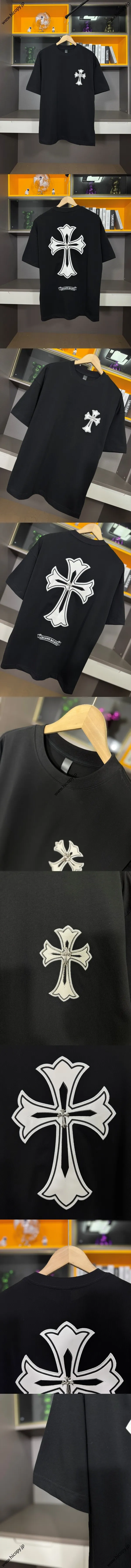 Chrome Hearts 2025春夏新作 クロスパッチ ウォッシュドスプレー 半袖Tシャツ ブラック（Chrome Hearts 18）