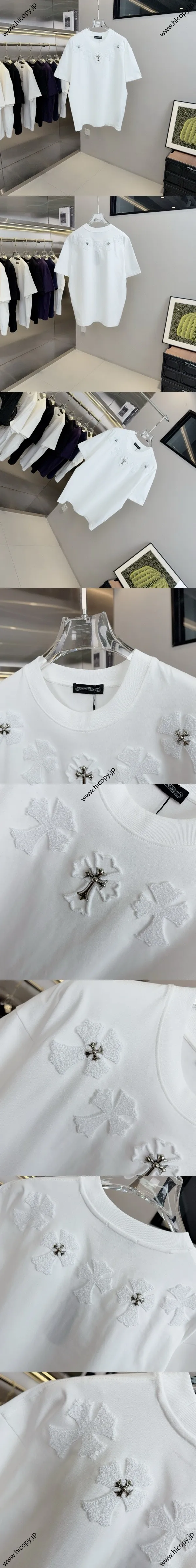 Chrome Hearts 2025年春夏新作 ホローエンブロイダリー ハードウェア付き 半袖Tシャツ ユニセックス ホワイト（Chrome Hearts 16）