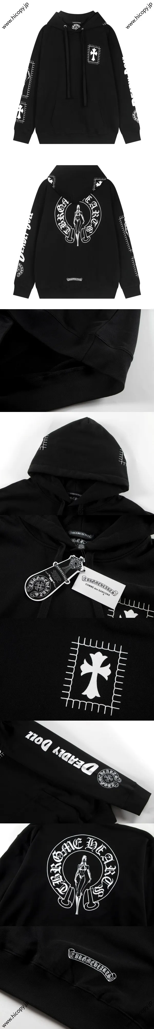 Chrome Heart 欧米トレンドブランドのカートゥーン柄スウェットシャツ ウォッシュドブラック（Chrome Hearts 26）