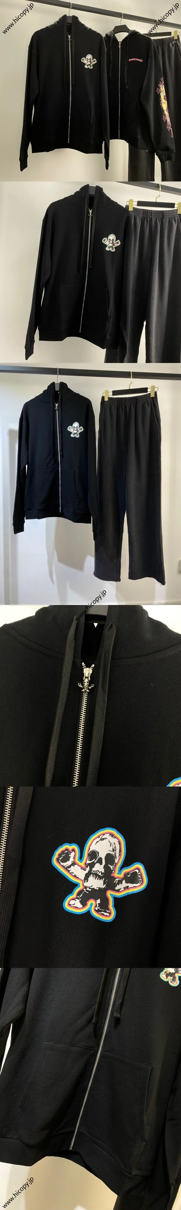 Chrome Heart 新作 スカル ジッパー パーカー ブラック（Chrome Hearts 179）