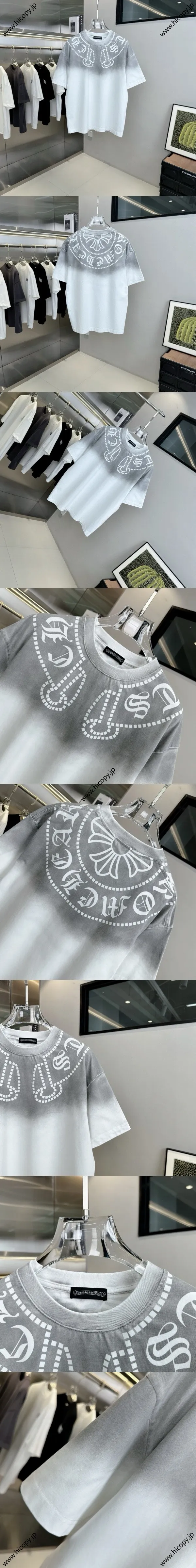 Chrome Hearts 2025ss 春夏新作 ホースシュープリント ピュアコットン グラデーション 半袖Tシャツ ユニセックス ホワイト （Chrome Hearts 231）