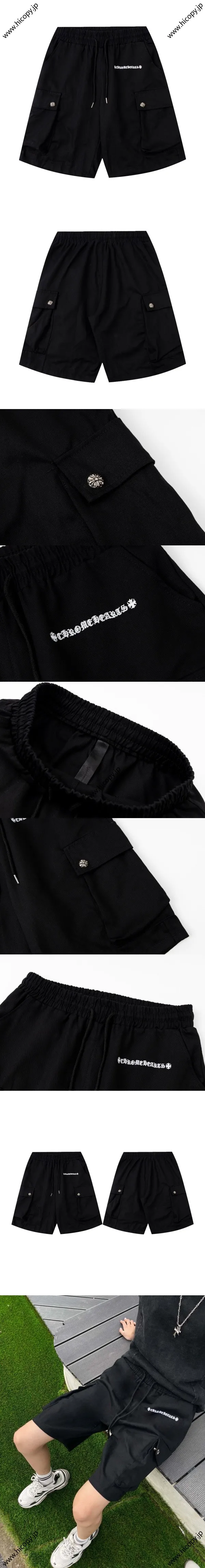 CH Chrome Hearts 新作 ワークウェア ポケット サンスクリット刺繍 ショートパンツ ユニセックス ブラック（Chrome Hearts 238）