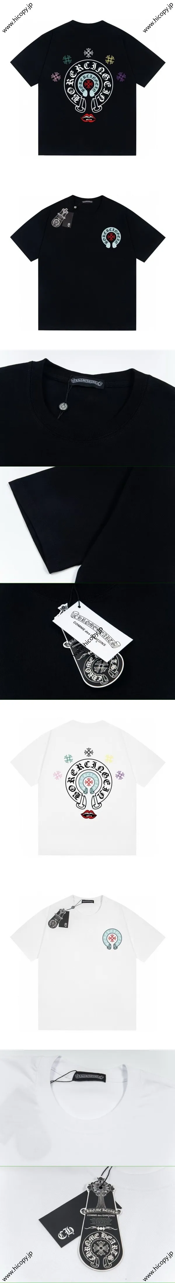Chrome Hearts 2025ss 春夏新作 300g双糸 純綿 半袖Tシャツ 男女兼用 ブラック＆ホワイト 2色（Chrome Hearts 230）