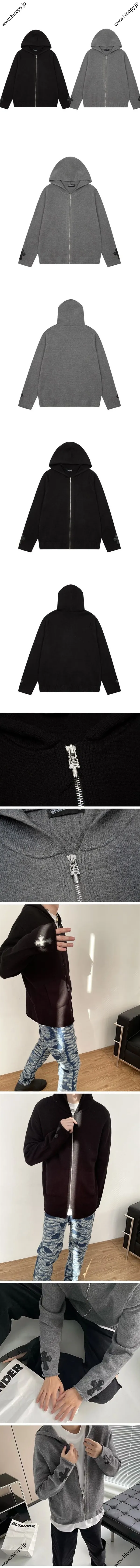 Chrome Hearts Zip Up Knit Sweater クロムハーツ ジップアップ ニットセーター ブラック&グレー 2色（Chrome Hearts 510）