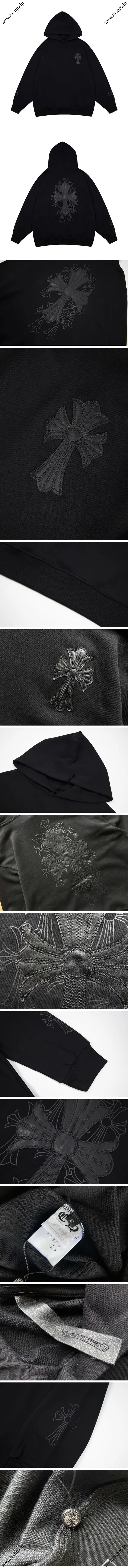 Chrome Hearts Leather Logo Hoodie クロムハーツ レザー ロゴ パーカー ブラック（Chrome Hearts 507）