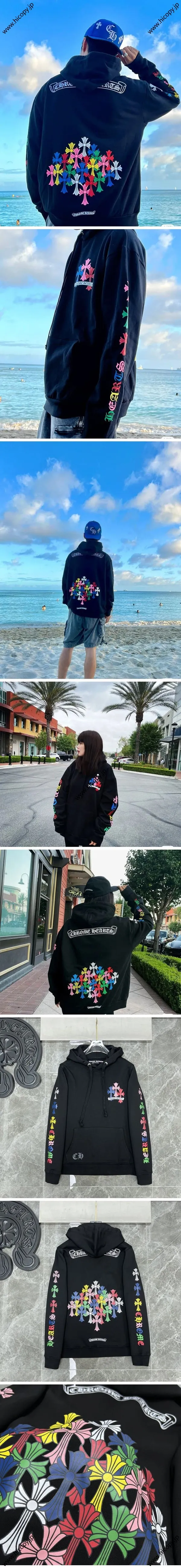 Chrome Hearts Multi Color Cross Hoodie クロムハーツ マルチカラー クロス パーカー ブラック（Chrome Hearts 503）