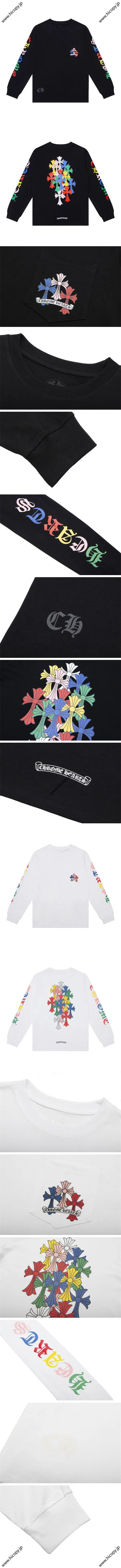 Chrome Hearts Multi Color Cross Cemetery L/S Tee クロームハーツ マルチ カラー クロス セメタリー L/S Tシャツ ブラック&ホワイト 2色（Chrome Hearts 403）