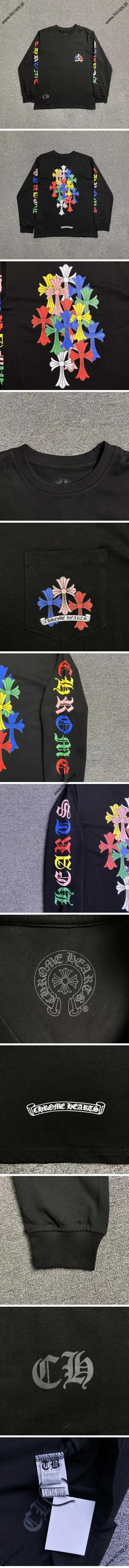 Chrome Hears Multi Color Cross Long Tee クロムハーツ マルチカラー クロス ロング Tシャツ ブラック（Chrome Hearts 470）