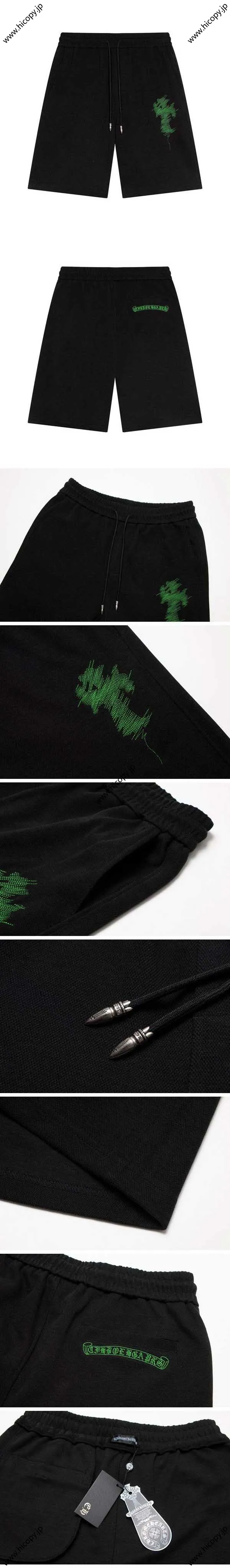 Chrome Hearts Green Logo Half Pants クロムハーツ グリーンロゴ ハーフ パンツ ブラック（Chrome Hearts 477）