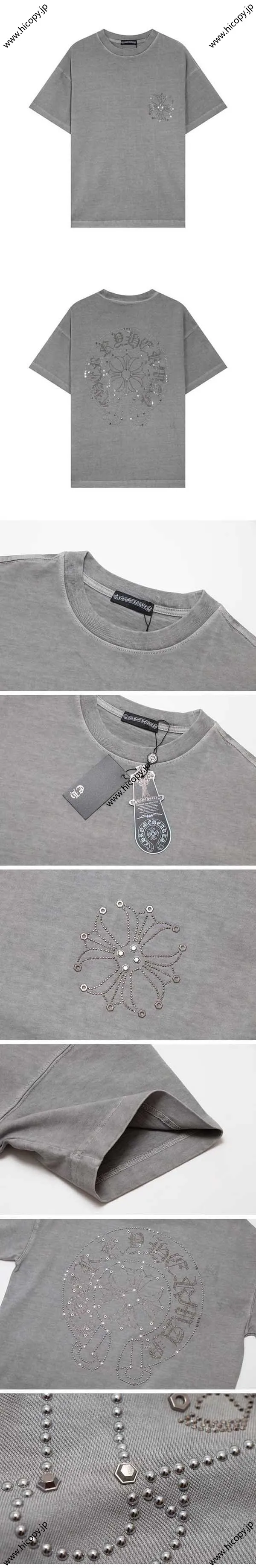Chrome Hearts silver beads Horseshoe Tee Grey クロムハーツ シルバービーズ ホースシュー Tシャツ グレー（Chrome Hearts 495）