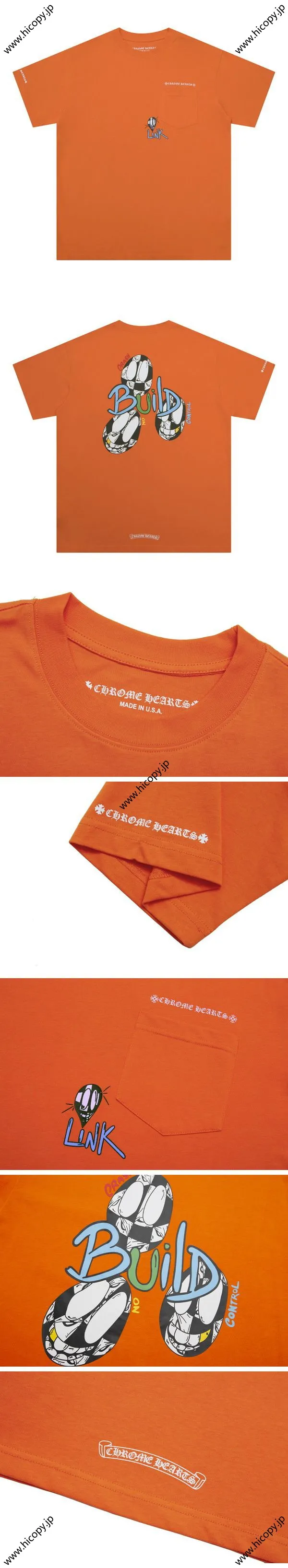 Chrome Hearts Matty Boy Links And Build Tee クロムハーツ マティ ボーイ リンクス アンド ビルド Tシャツ オレンジ（Chrome Hearts 408）
