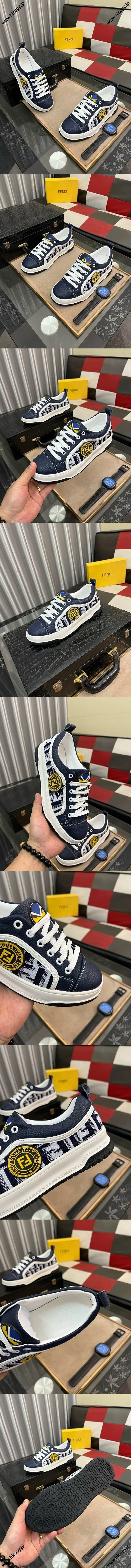 フェンディ リトルモンスター メンズ カジュアルシューズ ブルー ローカットスニーカー（FENDI 39）