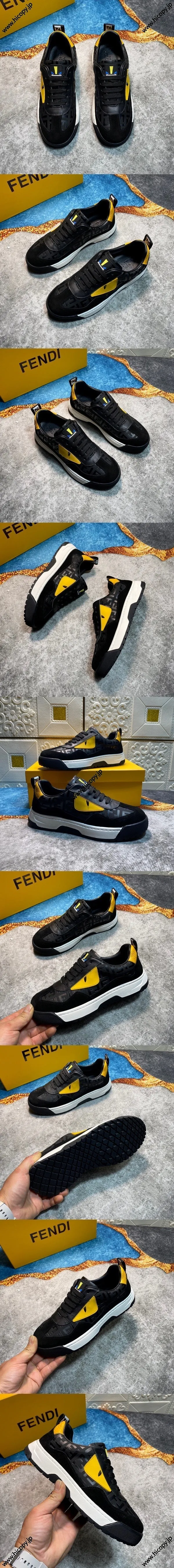 フェンディ ローマ スニーカー ローカット レースアップ カジュアルシューズ ブラック（FENDI 64）