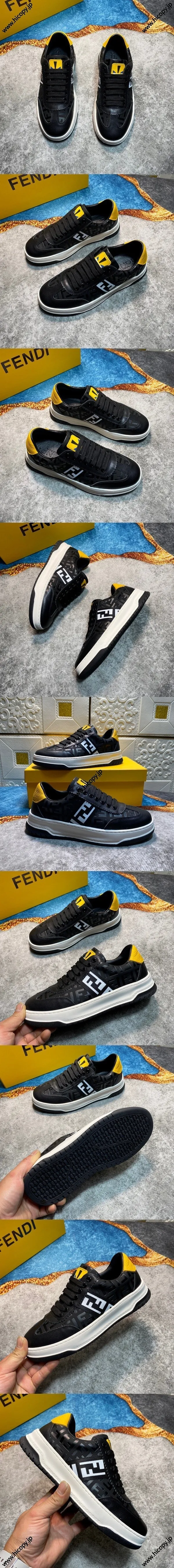フェンディ フロー スニーカー ブラックレザースニーカー（FENDI 59）