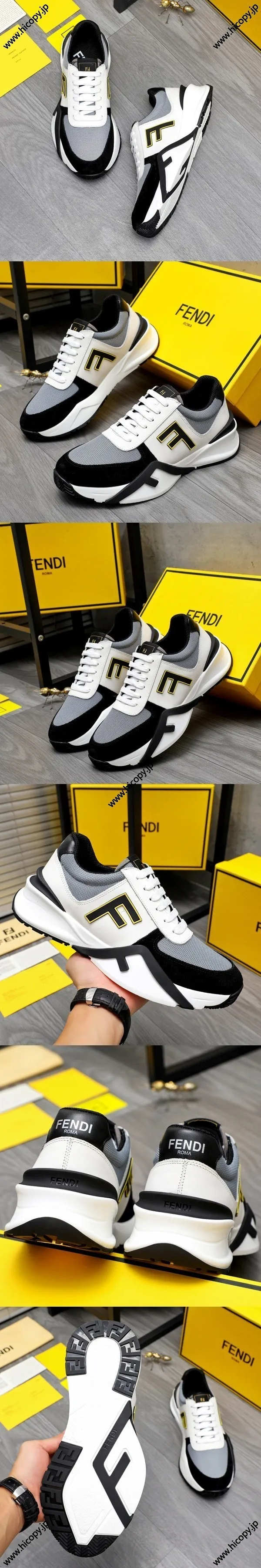フェンディ フロー スニーカーシリーズ ブラック＆ホワイト カジュアルスニーカー（FENDI 94）