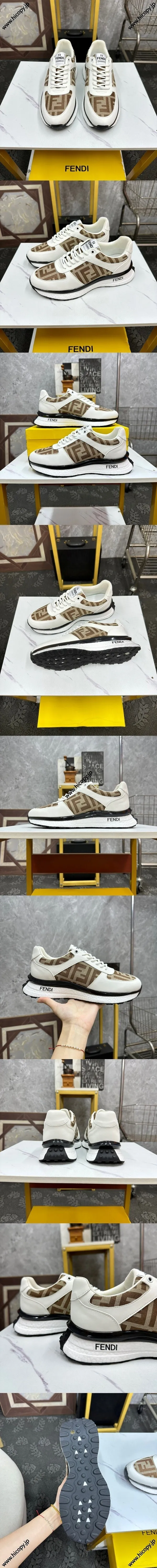 フェンディ スニーカー ホワイト メンズ ローカット カジュアルスニーカー（FENDI 101）