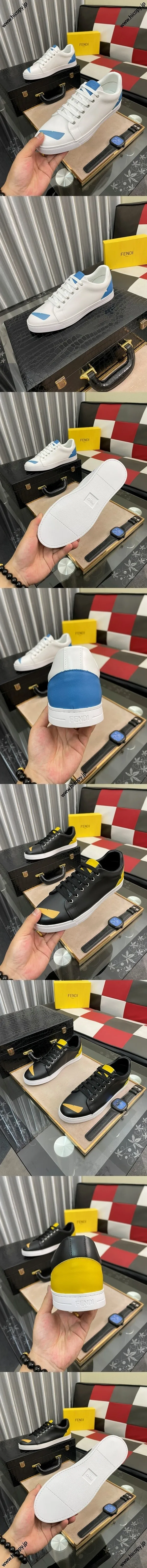 フェンディ メンズ カジュアルシューズ メンズ ローカット レースアップ スニーカー ホワイトとブラックの2色展開（FENDI 120）