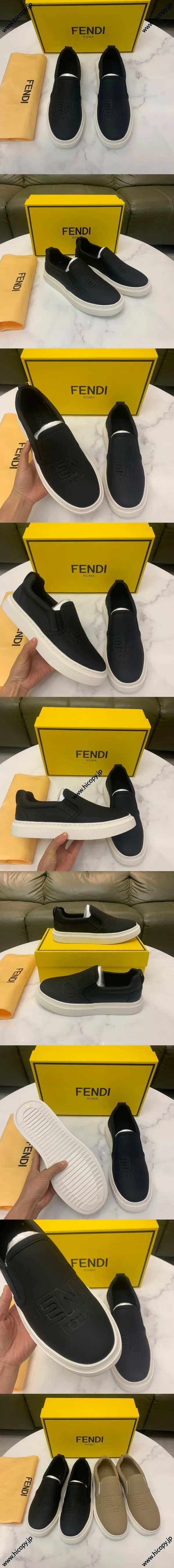 フェンディ メンズ ブラック スリッポン ローファー（FENDI 86）