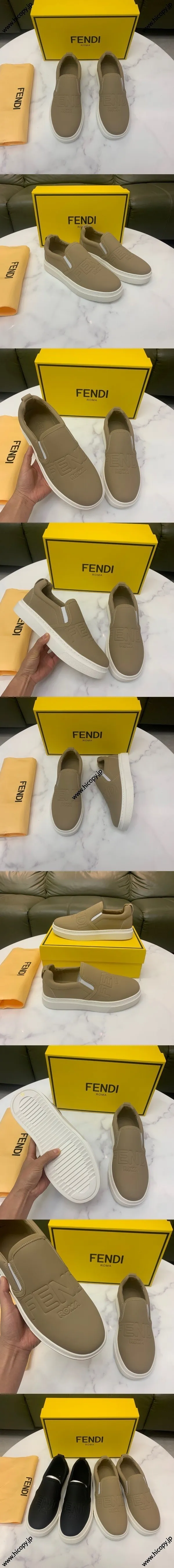 フェンディ メンズ カーキ スリッポンローファー（FENDI 85）