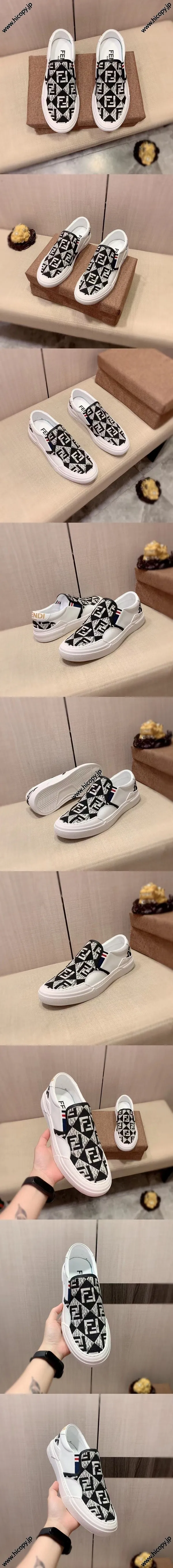 フェンディ スリッポンスニーカーシリーズ ブラック＆ホワイトスニーカー（FENDI 93）