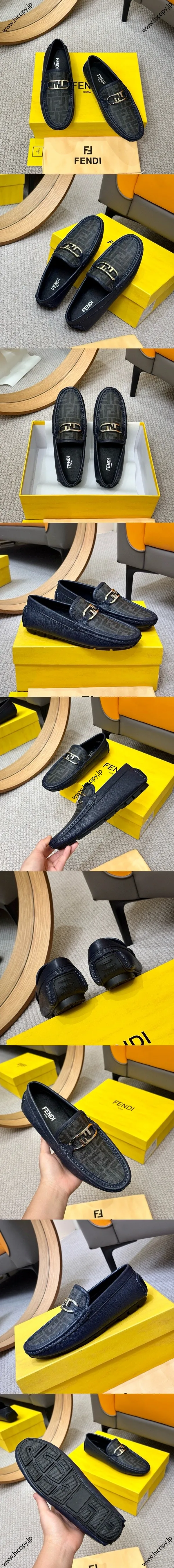 フェンディ ローマシリーズ ローファー ミラノファッションショー カジュアルローファー ブルー（FENDI 247）