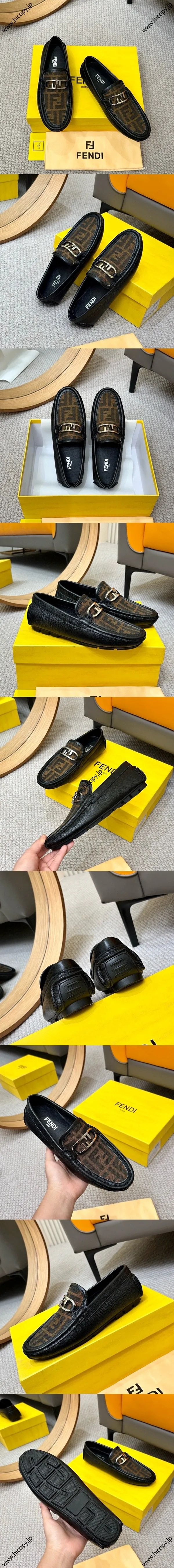 フェンディ ローマシリーズ ローファー ミラノファッションショー カジュアルローファー ブラック（FENDI 248）