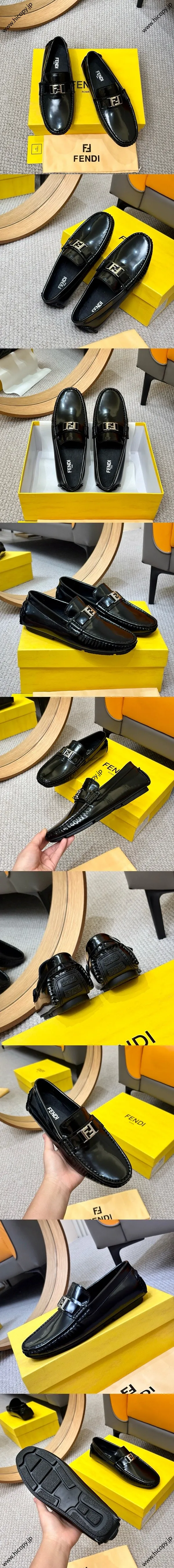 フェンディ ローマシリーズ ローファー ミラノファッションショーモデル カジュアルローファー ブラック（FENDI 250）