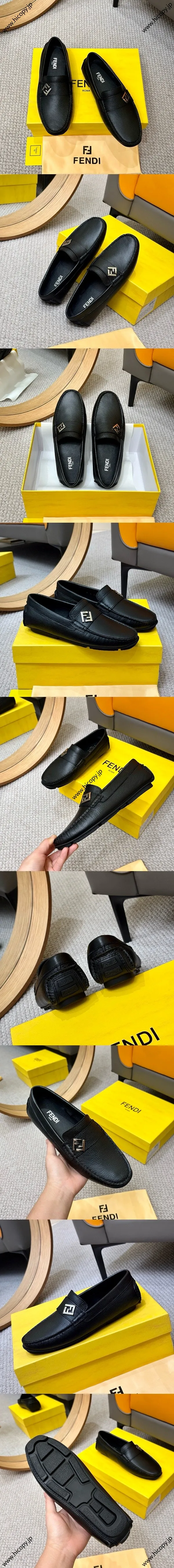フェンディ ローマシリーズ ローファー ミラノファッションショー カジュアルローファー ブラック（FENDI 253）