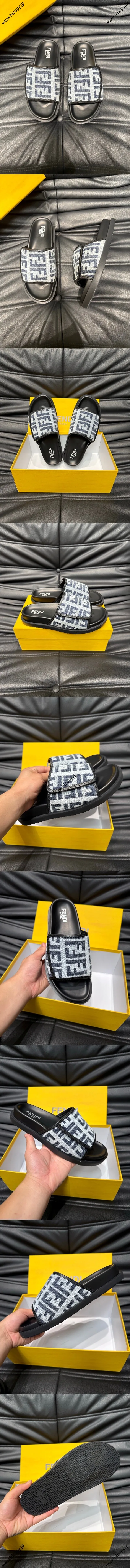 フェンディ ローマ シリーズ メンズスリッパ グレー（FENDI 177）