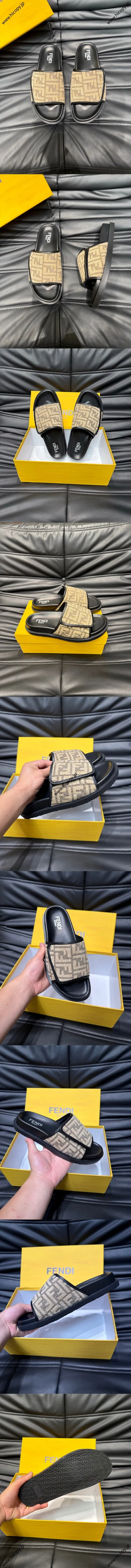 フェンディ ローマシリーズ メンズスリッパ ビーチサンダル ベージュ（FENDI 183）