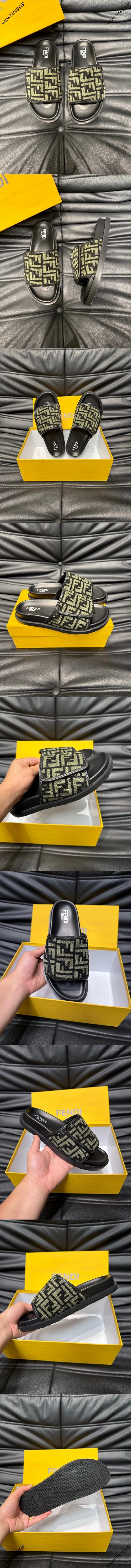 フェンディ ローマシリーズ メンズスリッパ ビーチサンダル イエロー（FENDI 185）
