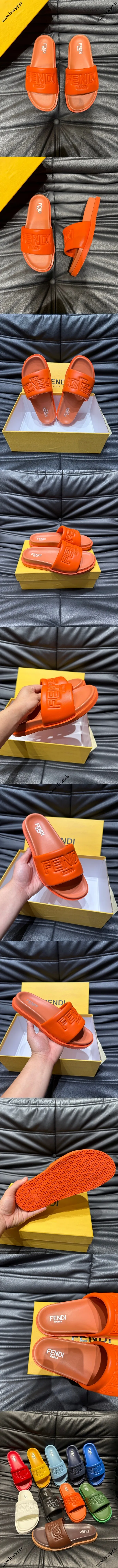 フェンディ ローマ シリーズ メンズスリッパ ビーチサンダル ブルー（FENDI 193）